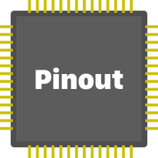 The Pinout logo - an illustration of a microchip on a circuit board